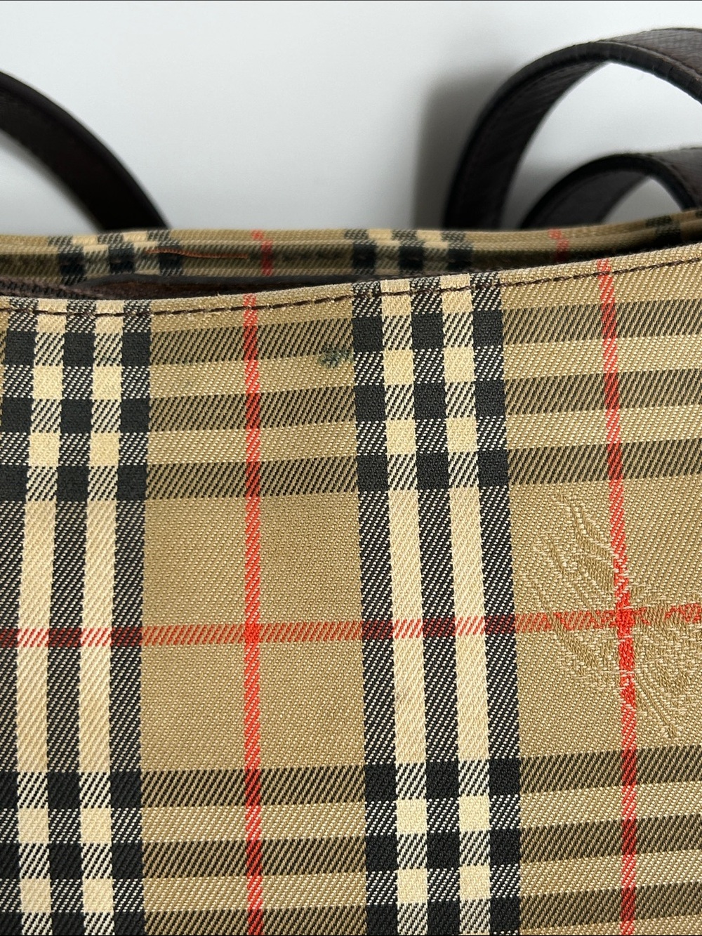 Burberry Haymarket Nova Check Two Handles Canvas Leather Shoulder Bag SM Purse - Picture 8 of 11